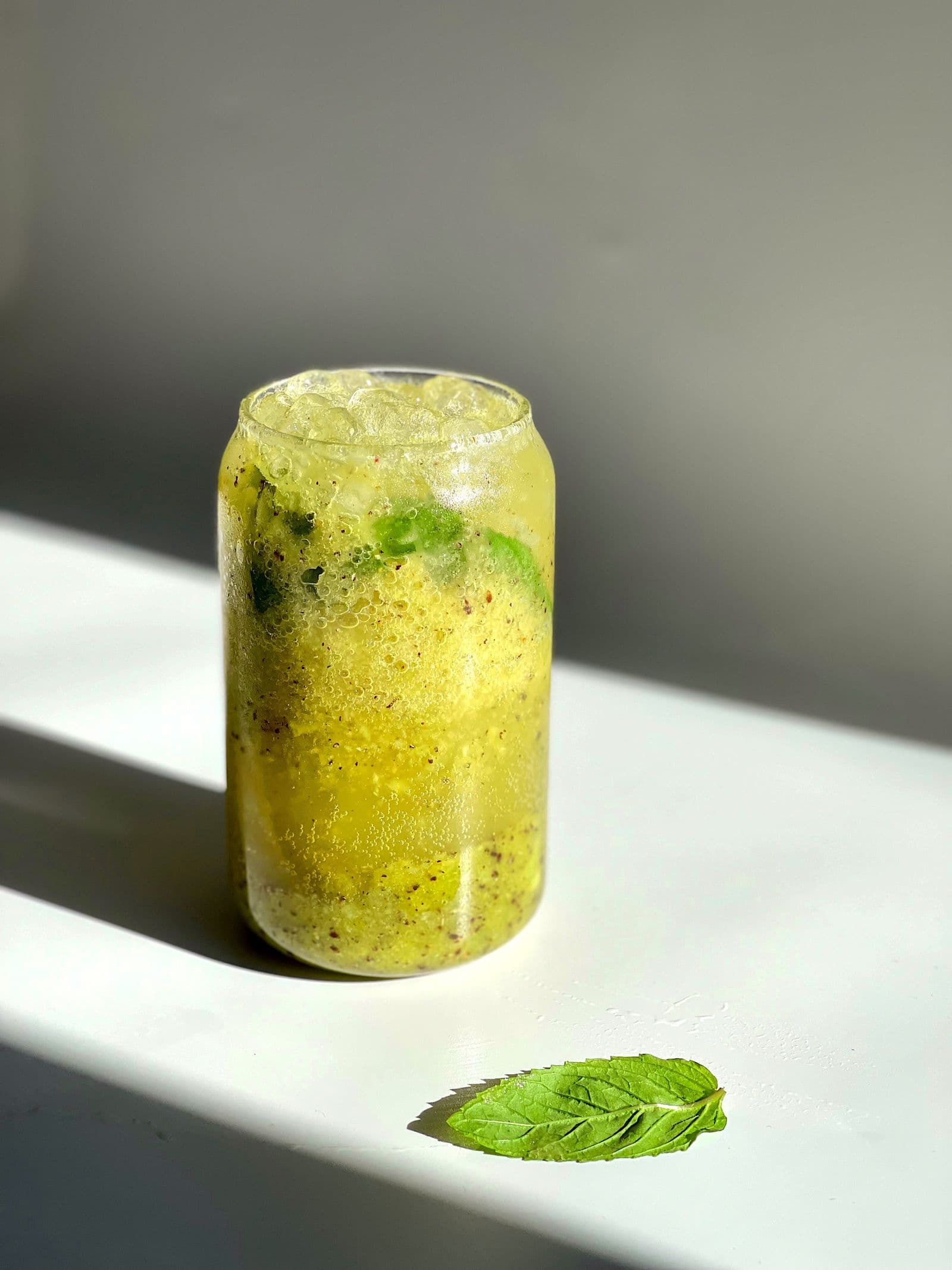 Chilled green herbal drink with mint