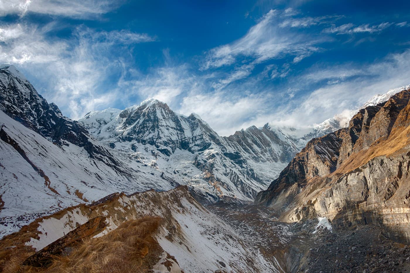 Layered Himalayan ridges in Nepal